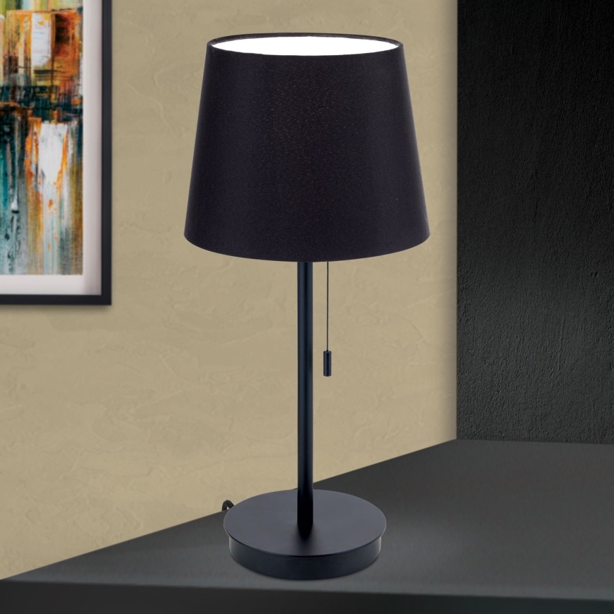Table lamp with USB port LUDWIG 1xE27/40W/230V 50 cm black