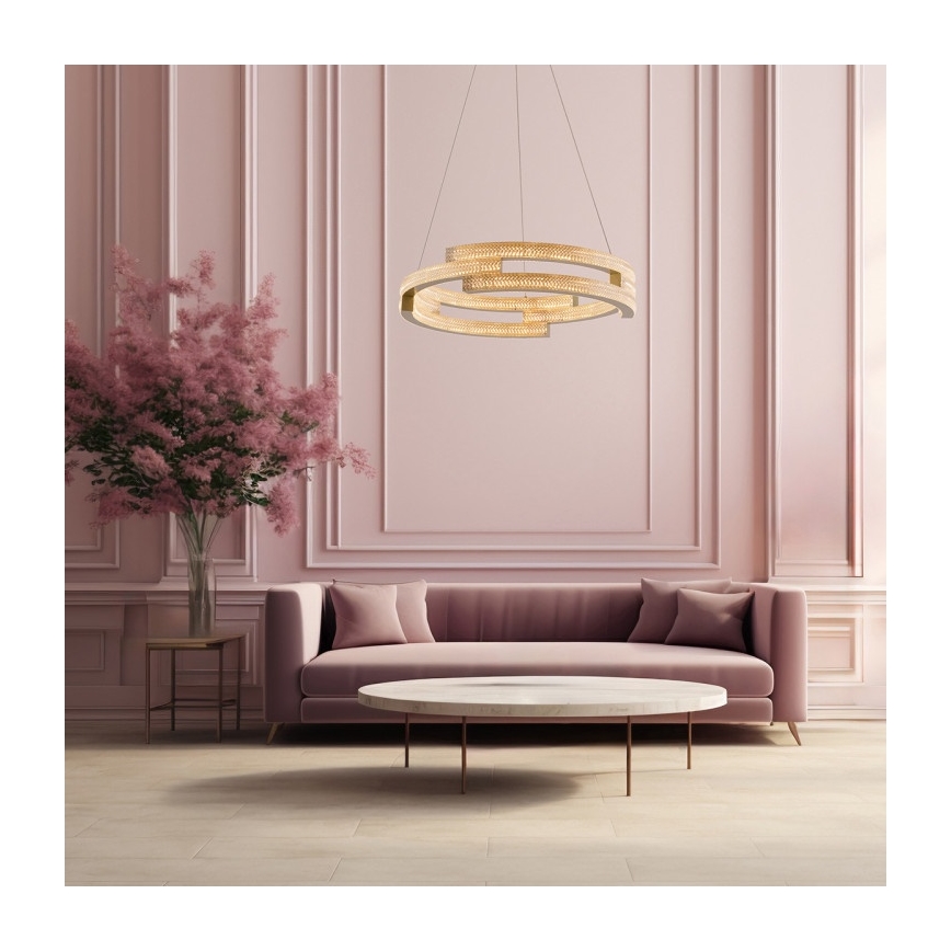 TARJA LED pendant on cable, LED/36W/230V, 3000/4000/6000K, Ø60 cm, gold
