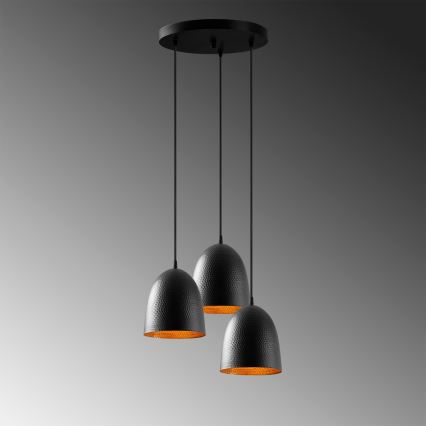 Tattoo Pendant Light 3xE27/40W/230V Black