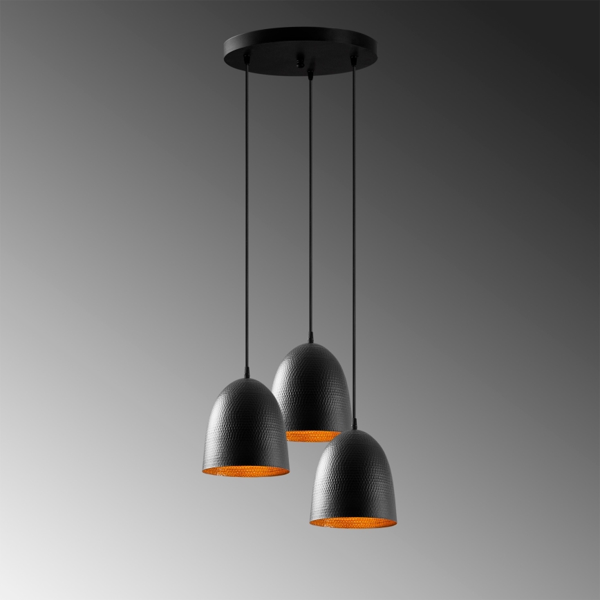 Tattoo Pendant Light 3xE27/40W/230V Black