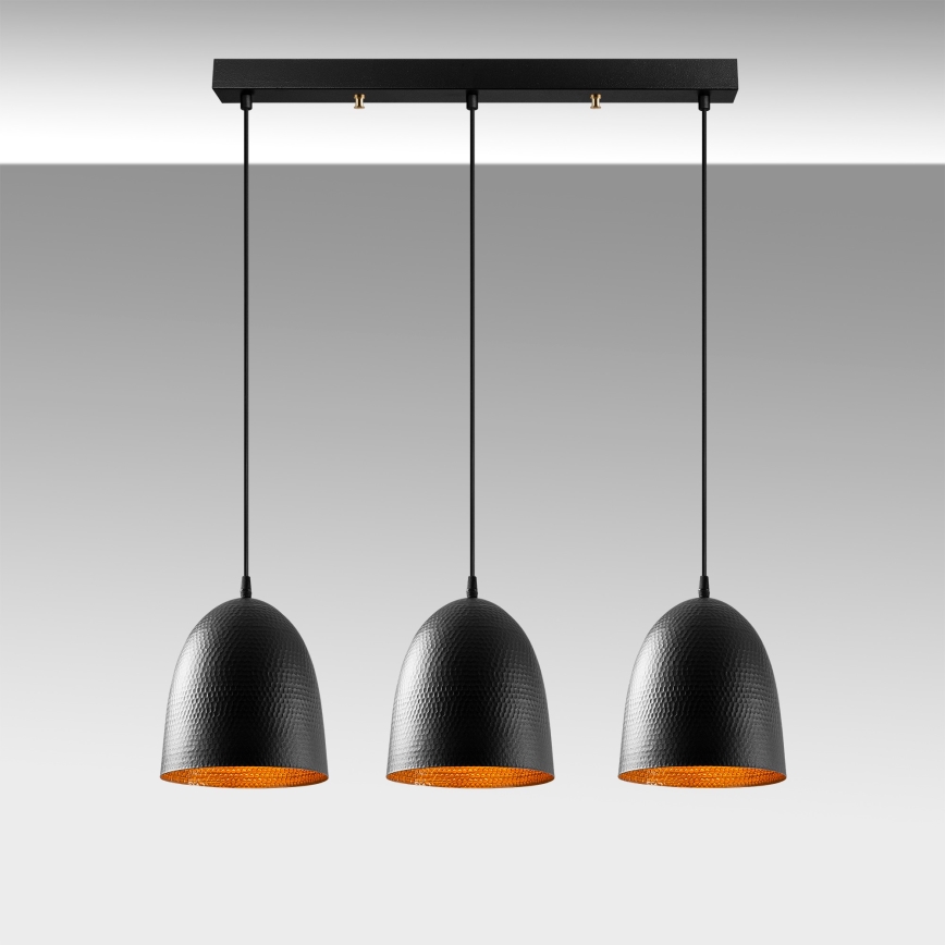 Tattoo Pendant Light 3xE27/40W/230V Black