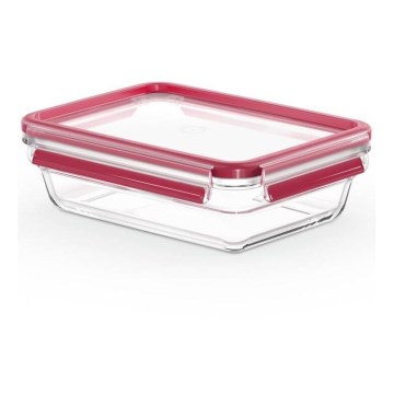 Tefal - 1.1 L MSEAL GLASS Food Storage Container, Red/glass
