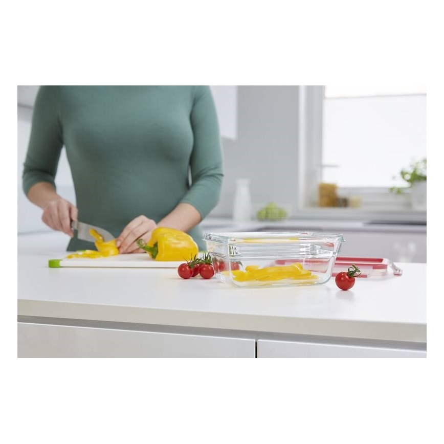 Tefal - Food storage container 0.85 L MSEAL GLASS red/glass
