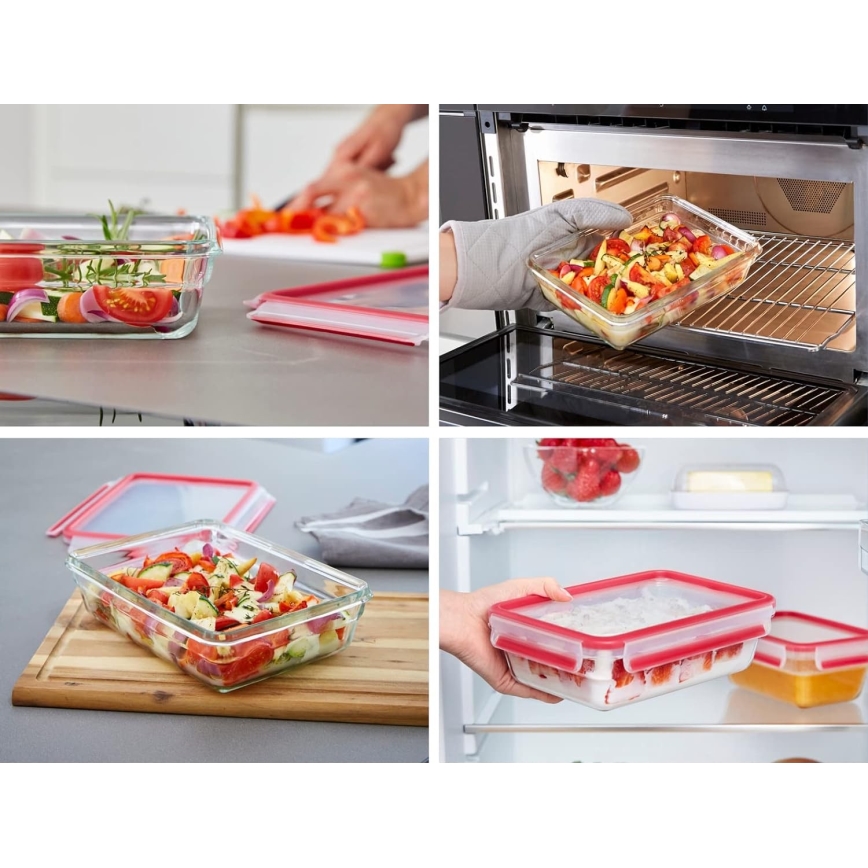 Tefal - Food storage container 1,3 l MSEAL GLASS red/glass