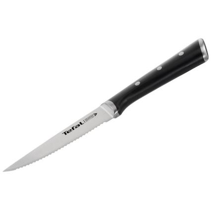 Tefal - ICE FORCE 11 cm Stainless-Steel Steak Knife Set, Polished Chrome/Black, 4-piece