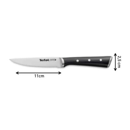 Tefal - ICE FORCE 11 cm Stainless-Steel Steak Knife Set, Polished Chrome/Black, 4-piece