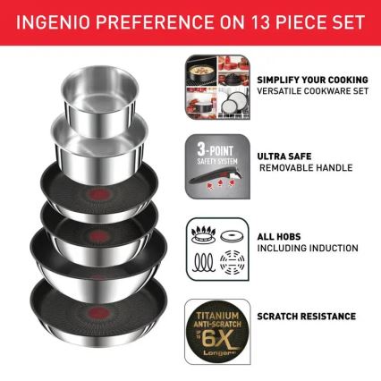 Tefal - INGENIO PREFERENCE ON 13-piece Stainless Steel Cookware Set