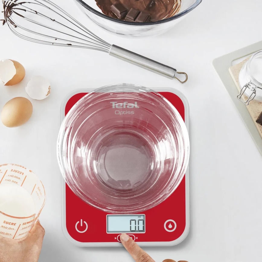 Tefal - Kitchen scale OPTISS 2xAAA red
