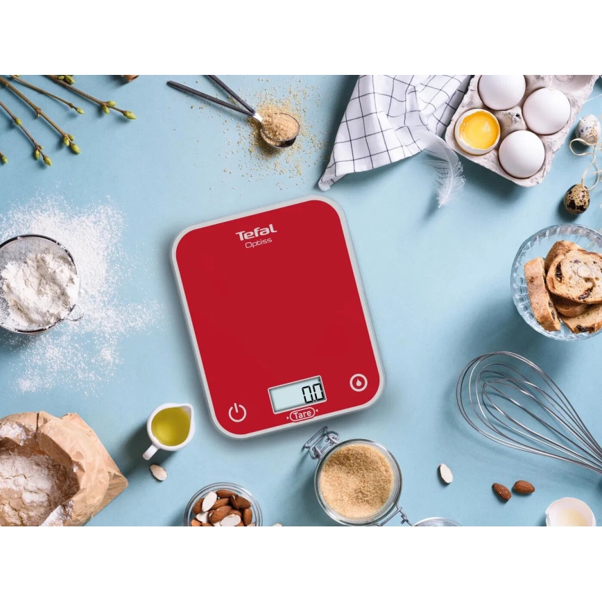 Tefal - Kitchen scale OPTISS 2xAAA red