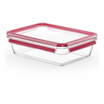 Tefal - MSEAL GLASS 2 L Food Storage Container, Red/Glass