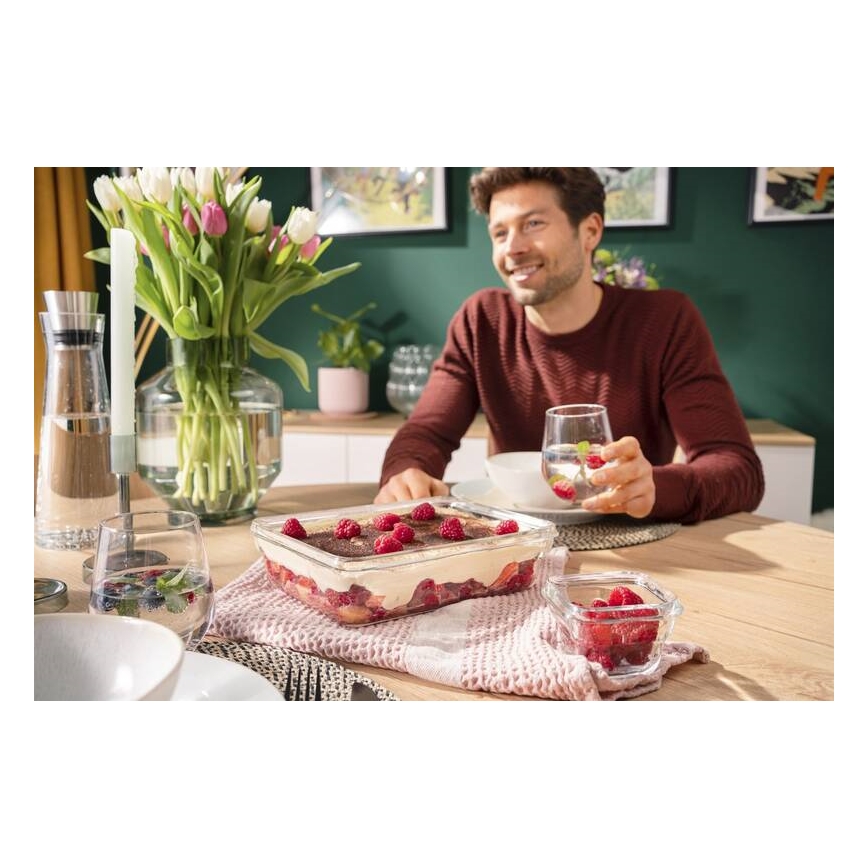 Tefal - MSEAL GLASS 3 L Food Container, Red/Glass