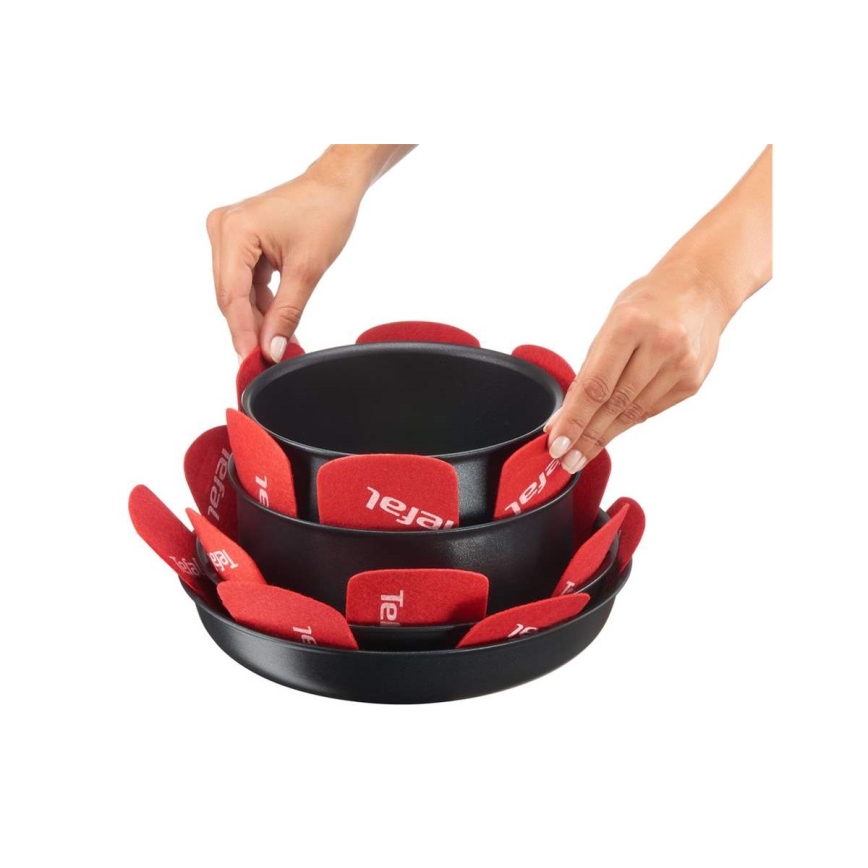 Tefal - Pan protector set 4 pcs INGENIO red