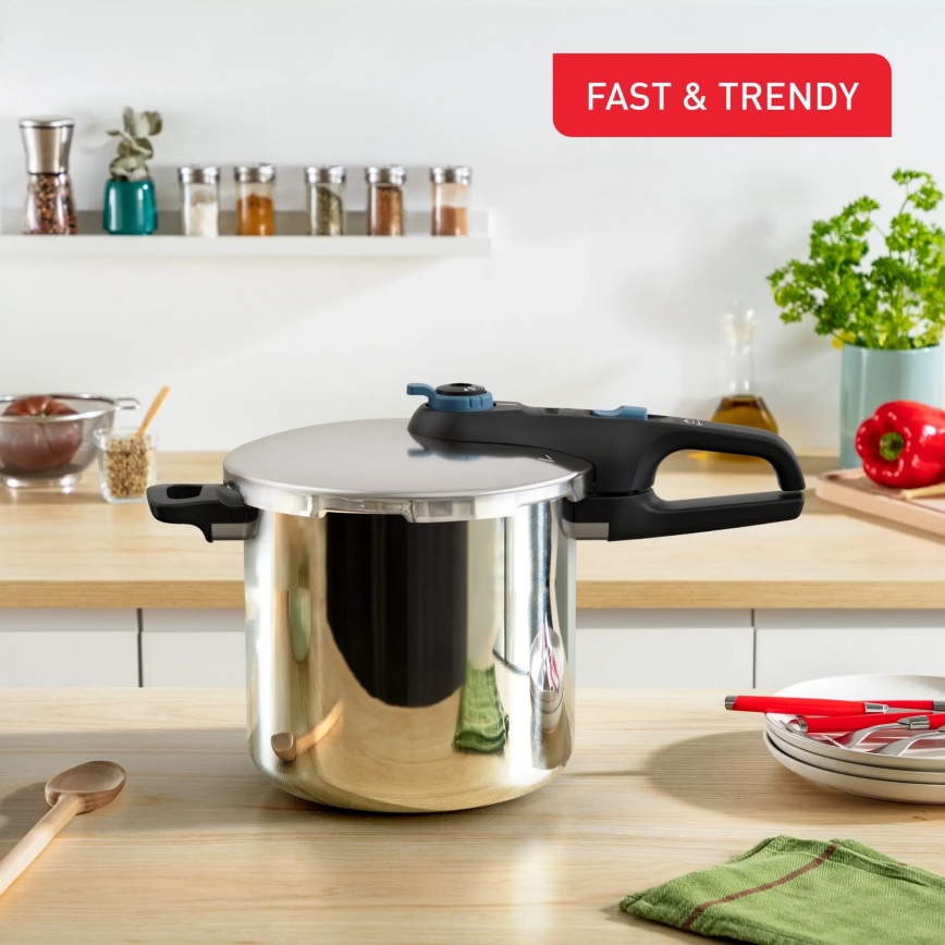 Tefal - Pressure cooker 8 l SECURE TRENDY stainless steel