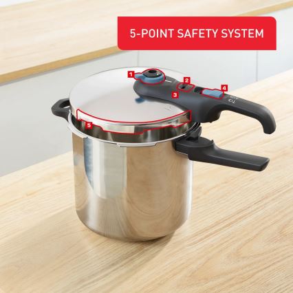 Tefal - Pressure cooker 8 l SECURE TRENDY stainless steel