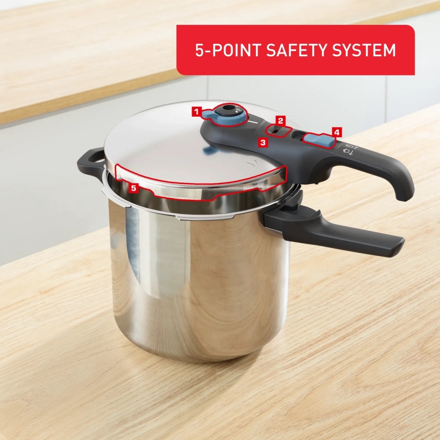 Tefal - Pressure cooker 8 l SECURE TRENDY stainless steel