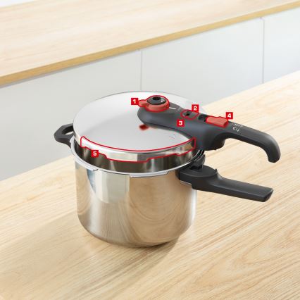 Tefal - SECURE TRENDY 6 L Pressure Cooker + INGENIO EMOTION 5-piece Set