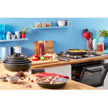 Tefal - Set of cookware 10 pcs INGENIO EASY COOK & CLEAN BLACK