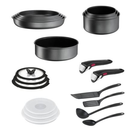 Tefal - Set of cookware 20 pcs INGENIO DAILY CHEF ON black