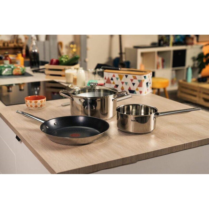 Tefal - Set of cookware 9 pcs COOK EAT stainless steel