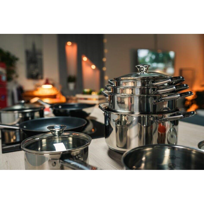 Tefal - Set of cookware 9 pcs COOK EAT stainless steel