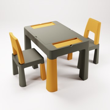 TEGA BABY - Children's Table and Chairs, Grey/Yellow