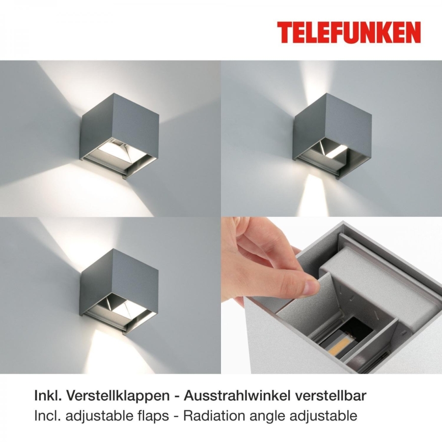 Telefunken 303404TF - LED Outdoor Wall Light, 7W, 230V, IP44, Silver