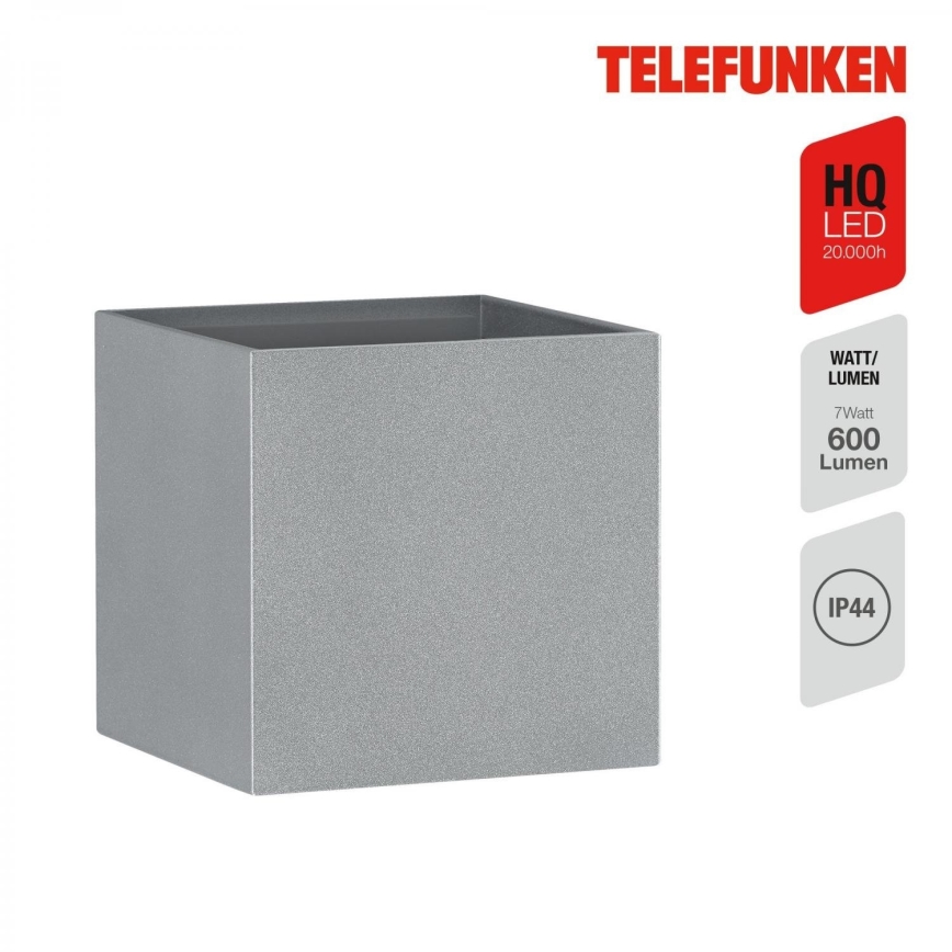Telefunken 303404TF - LED Outdoor Wall Light, 7W, 230V, IP44, Silver
