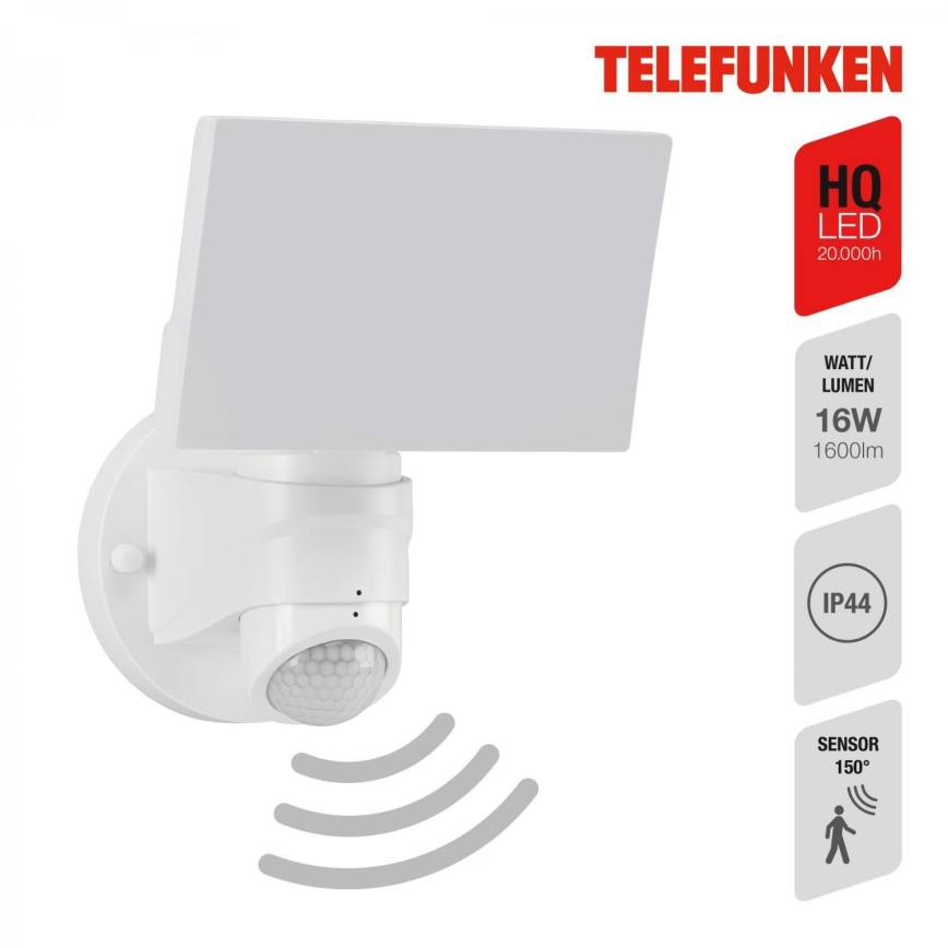 Telefunken 304306TF - LED Outdoor wall light with sensor LED/16W/230V IP44 white