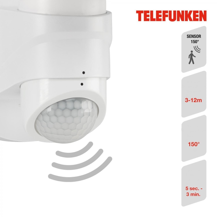 Telefunken 304306TF - LED Outdoor wall light with sensor LED/16W/230V IP44 white