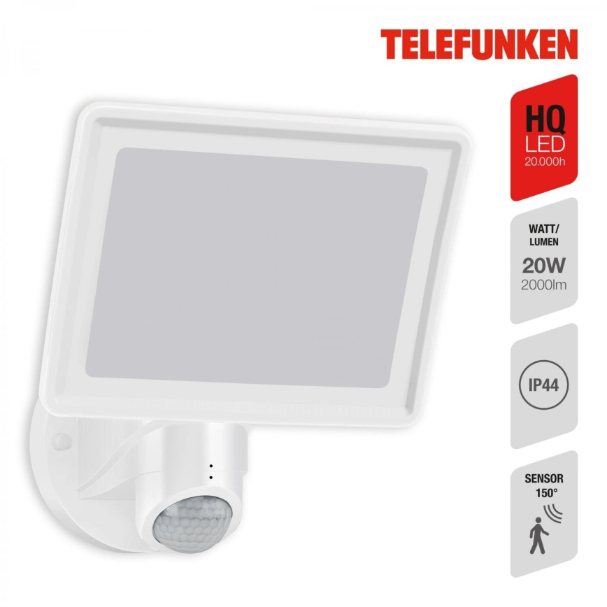 Telefunken 304406TF - LED Outdoor wall floodlight with sensor LED/20W/230V IP44