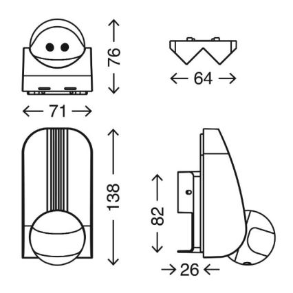 Telefunken 306504TF - Outdoor motion sensor 180° IP44 silver