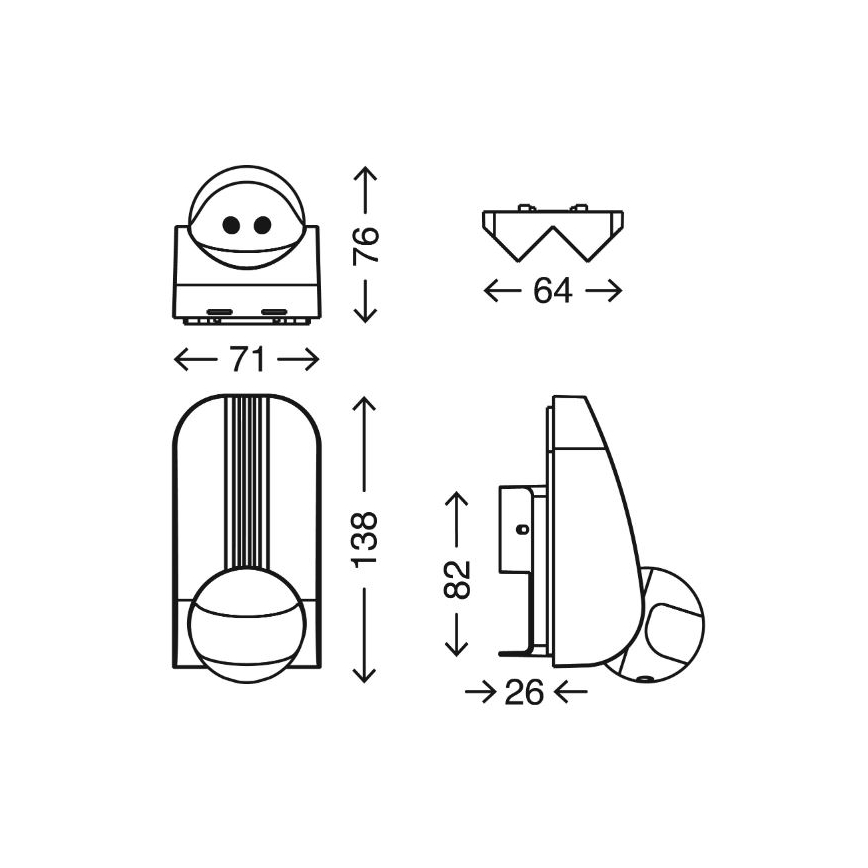Telefunken 306504TF - Outdoor motion sensor 180° IP44 silver