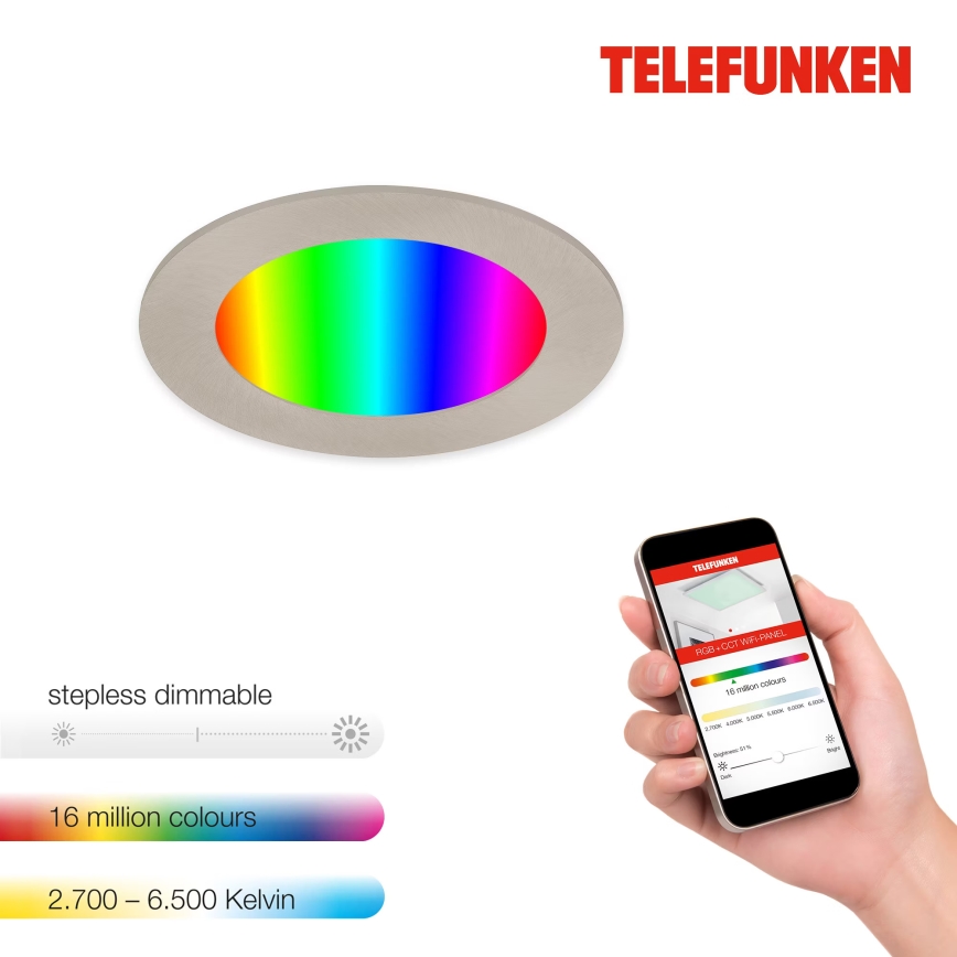 Telefunken 309302TF - LED RGBW Dimmable bathroom recessed light LED/6W/230V 2700-6500K IP23 Wi-Fi Tuya