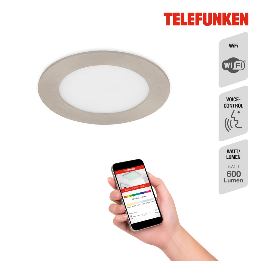 Telefunken 309302TF - LED RGBW Dimmable bathroom recessed light LED/6W/230V 2700-6500K IP23 Wi-Fi Tuya