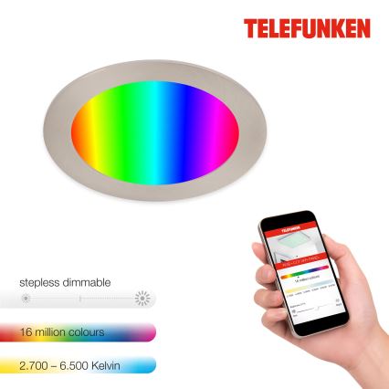 Telefunken 309402TF - LED RGBW Dimmable bathroom recessed light LED/12W/230V 2700-6500K IP23 Wi-Fi Tuya
