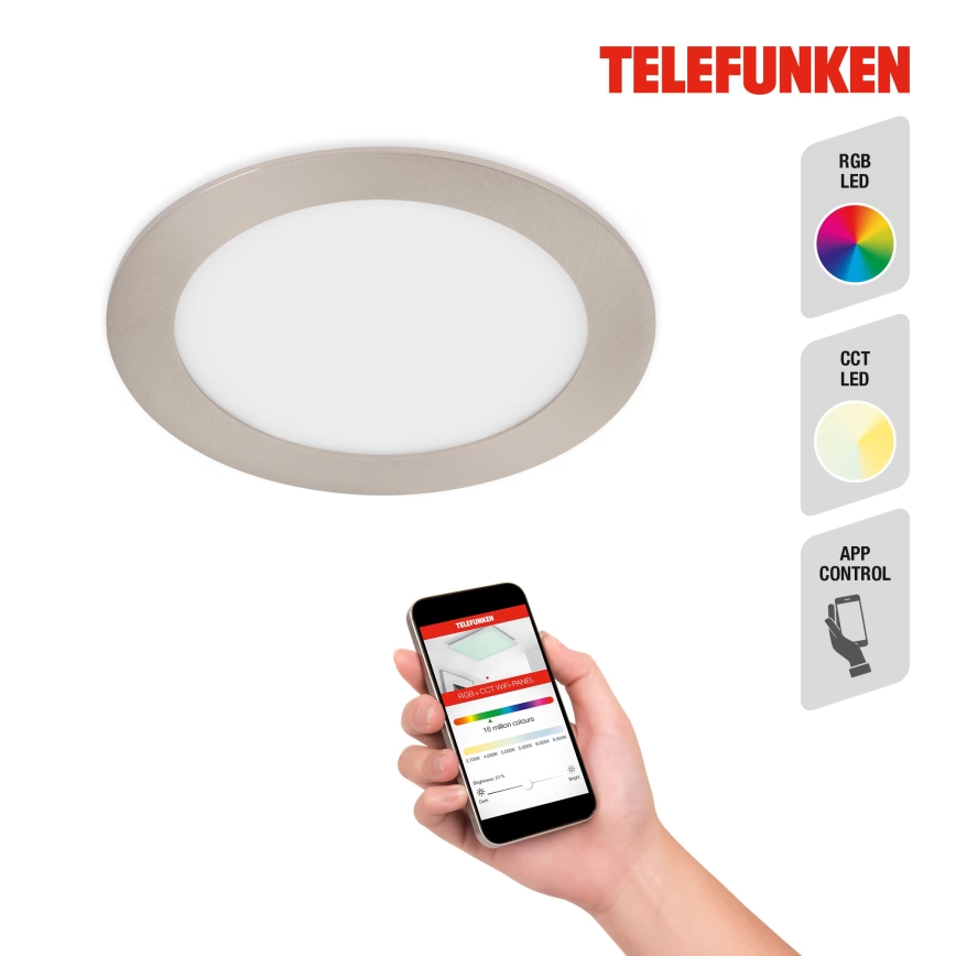 Telefunken 309402TF - LED RGBW Dimmable bathroom recessed light LED/12W/230V 2700-6500K IP23 Wi-Fi Tuya