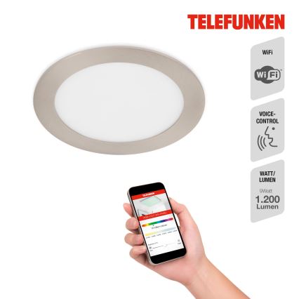 Telefunken 309402TF - LED RGBW Dimmable bathroom recessed light LED/12W/230V 2700-6500K IP23 Wi-Fi Tuya