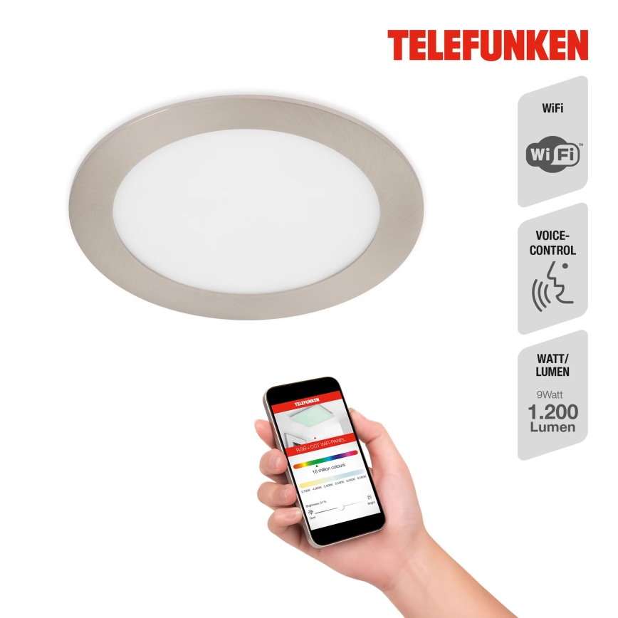 Telefunken 309402TF - LED RGBW Dimmable bathroom recessed light LED/12W/230V 2700-6500K IP23 Wi-Fi Tuya