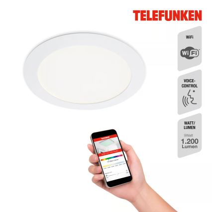 Telefunken 309406TF - LED RGBW Dimmable Recessed Downlight FRAME LED/12W/230V 2700-6500K Wi-Fi Tuya White