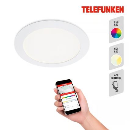 Telefunken 309406TF - LED RGBW Dimmable Recessed Downlight FRAME LED/12W/230V 2700-6500K Wi-Fi Tuya White