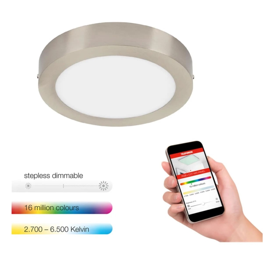 Telefunken 309502TF - LED RGBW Dimmable ceiling light LED/18W/230V 2700-6500K Wi-Fi Tuya + remote control
