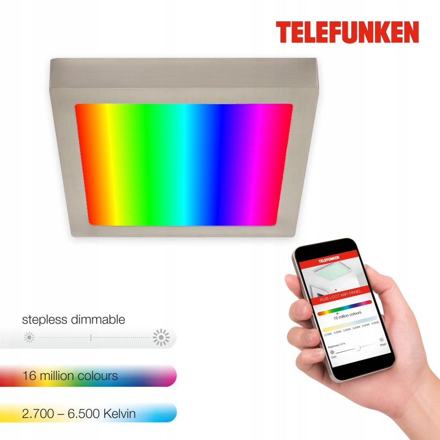 Telefunken 309602TF - LED RGBW Dimmable ceiling light LED/18W/230V 2700-6500K Wi-Fi Tuya