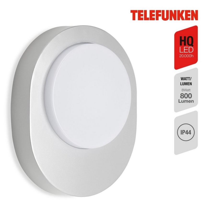 Telefunken 312004TF - LED Outdoor wall light LED/8W/230V IP44 silver
