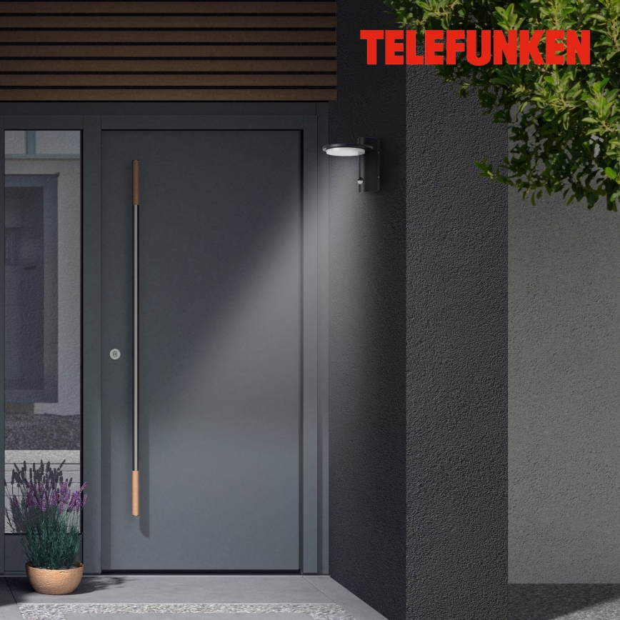 Telefunken 312505TF-LED Outdoor wall light with a sensor LED/10W/230V IP44 black