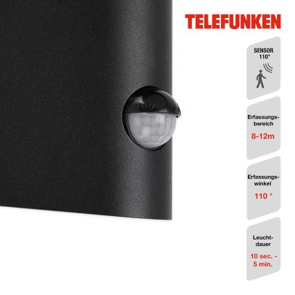 Telefunken 312505TF-LED Outdoor wall light with a sensor LED/10W/230V IP44 black