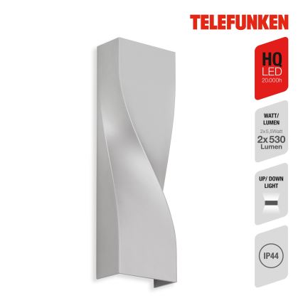 Telefunken 312704TF - LED Outdoor wall light 2xLED/5,5W/230V IP44 silver