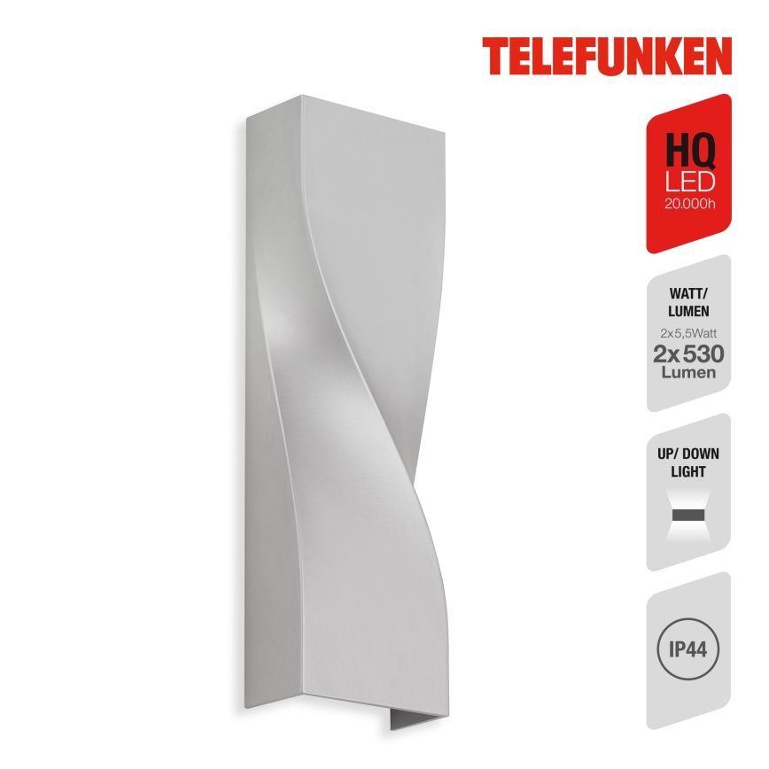 Telefunken 312704TF - LED Outdoor wall light 2xLED/5,5W/230V IP44 silver