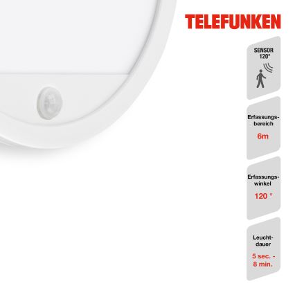 Telefunken 313706TF - LED Outdoor wall light with a sensor LED/15W/230V IP44 white