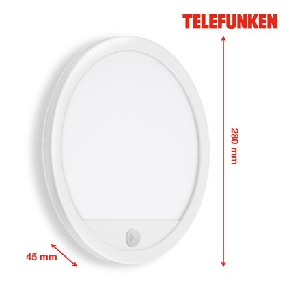 Telefunken 313706TF - LED Outdoor wall light with a sensor LED/15W/230V IP44 white