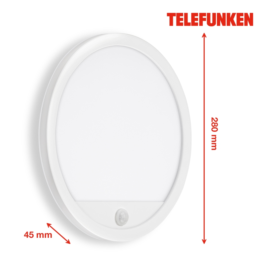 Telefunken 313706TF - LED Outdoor wall light with a sensor LED/15W/230V IP44 white